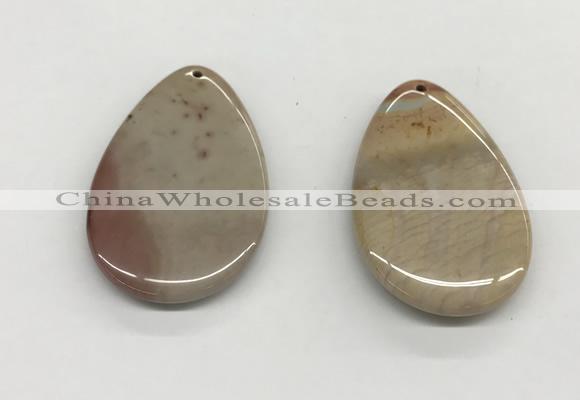 NGP5520 35*50mm flat teardrop ocean jasper pendants wholesale