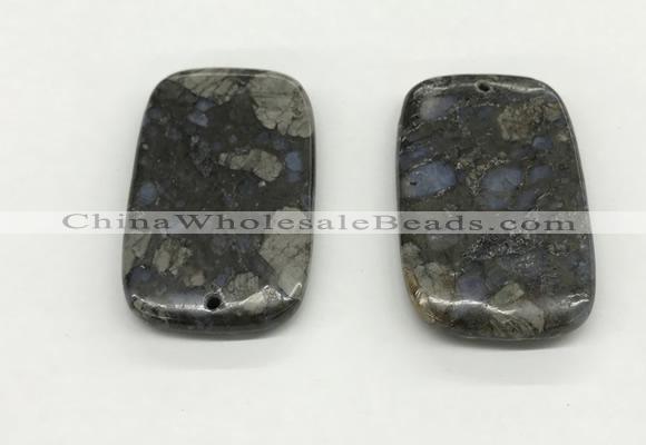 NGP5530 35*55mm rectangle grey opal gemstone pendants