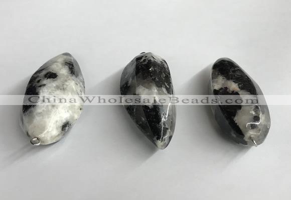 NGP5576 18*40mm - 23*58mm teardrop black & white agate pendants