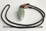 NGP5584 Green aventurine teardrop pendant with nylon cord necklace
