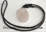 NGP5597 Rose quartz oval pendant with nylon cord necklace