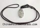 NGP5601 Black rutilated quartz oval pendant with nylon cord necklace