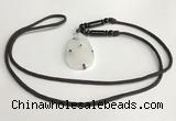NGP5602 Black rutilated quartz teardrop pendant with nylon cord necklace