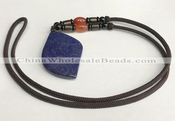 NGP5626 Lapis lazuli marquise pendant with nylon cord necklace