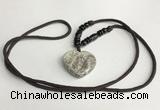 NGP5629 Jasper flat teardrop pendant with nylon cord necklace