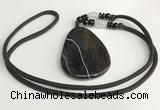 NGP5675 Agate flat teardrop pendant with nylon cord necklace