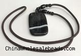 NGP5678 Agate rectangle pendant with nylon cord necklace