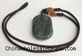 NGP5701 Agate oval pendant with nylon cord necklace