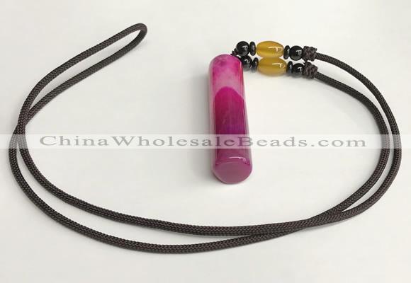 NGP5705 Agate tube pendant with nylon cord necklace