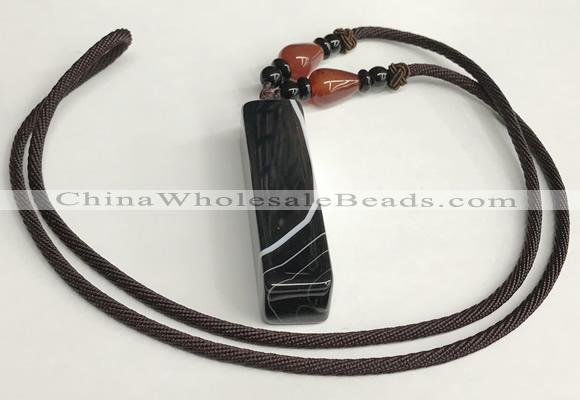 NGP5711 Agate cuboid pendant with nylon cord necklace