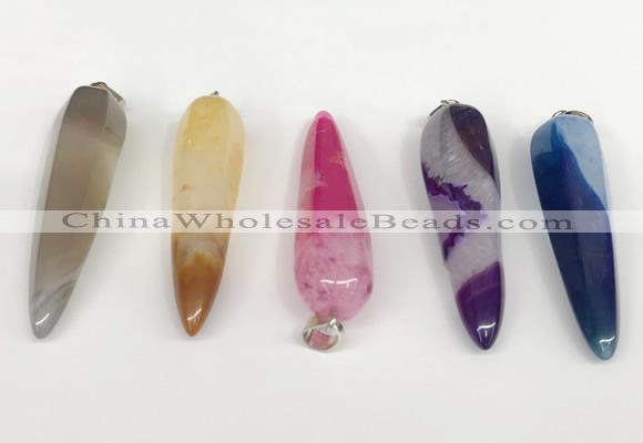 NGP5724 13*55mm teardrop agate gemstone pendants wholesale