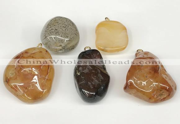 NGP5744 22*28mm - 30*45mm nuggets agate pendants wholesale