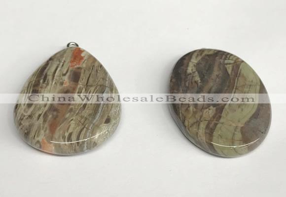 NGP5748 30*40mm flat teardrop rainforest agate pendants