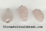 NGP5771 22*48mm - 25*55mm flat teardrop rose quartz pendants