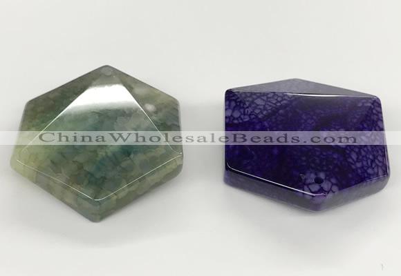 NGP5827 46*46mm faceted hexagon agate gemstone pendants wholesale