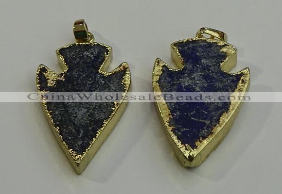 NGP6003 22*30mm - 25*35mm arrowhead lapis lazuli gemstone pendants