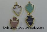 NGP6005 22*30mm - 25*35mm arrowhead mixed gemstone pendants