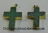 NGP6037 30*40mm - 35*45mm cross green aventurine pendants