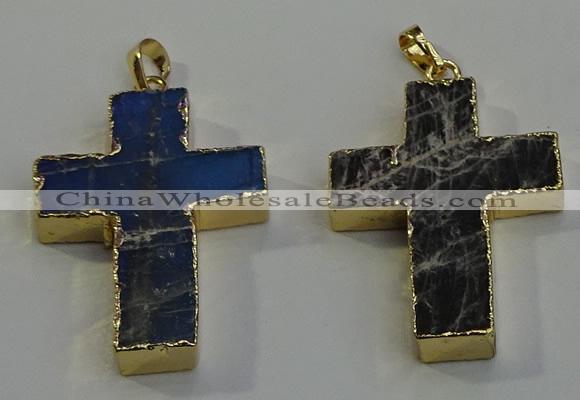 NGP6043 30*40mm - 35*45mm cross labradorite pendants