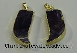 NGP6054 15*40mm - 18*45mm horn amethyst pendants