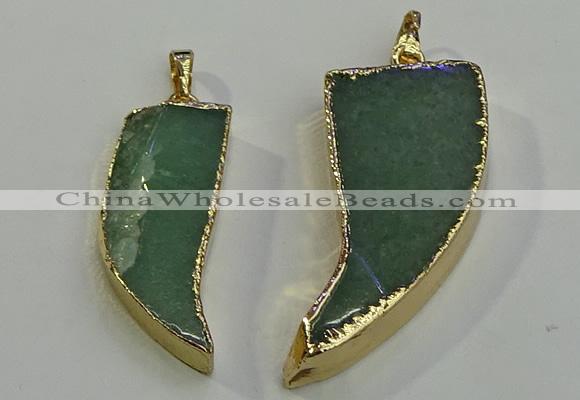 NGP6057 15*40mm - 18*45mm horn green aventurine pendants