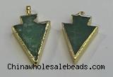 NGP6063 20*40mm - 25*45mm arrowhead green aventurine pendants