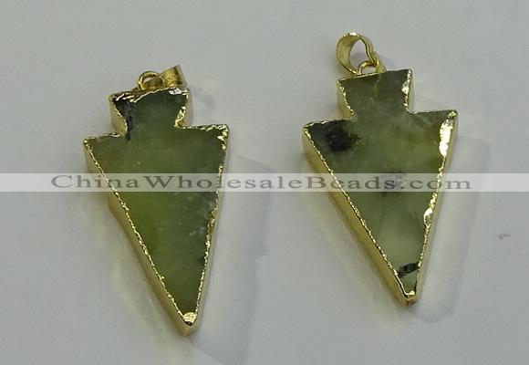 NGP6064 20*40mm - 25*45mm arrowhead green rutilated quartz pendants