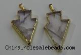 NGP6067 20*40mm - 25*45mm arrowhead white crystal pendants