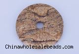 NGP607 5pcs 5*40mm picture jasper gemstone donut pendants wholesale