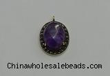 NGP6097 20*25mm - 22*30mm oval amethyst pendants wholesle