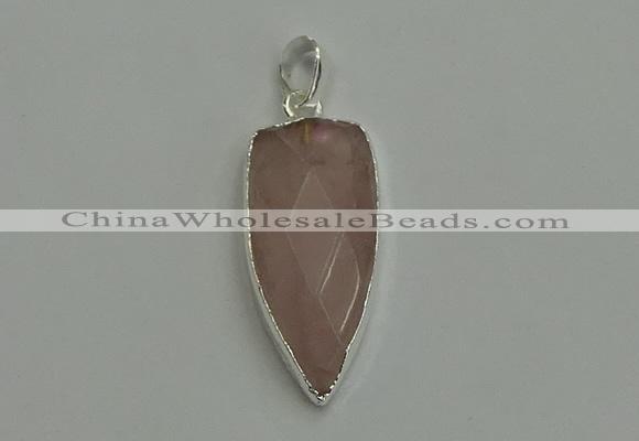 NGP6111 12*35mm - 15*40mm arrowhead rose quartz pendants