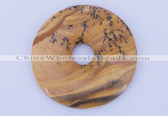 NGP612 5pcs 6*50mm picture jasper gemstone donut pendants wholesale