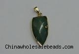 NGP6124 12*35mm - 15*40mm arrowhead green aventurine pendants