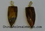 NGP6126 12*35mm - 15*40mm arrowhead yellow tiger eye pendants