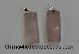 NGP6181 14*30mm - 15*38mm faceted rectangle rose quartz pendants