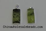 NGP6184 14*30mm - 15*38mm faceted rectangle green rutilated quartz pendants