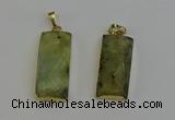 NGP6202 14*30mm - 15*38mm faceted rectangle green rutilated quartz pendants