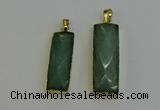 NGP6203 14*30mm - 15*38mm faceted rectangle green aventurine pendants