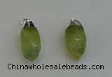 NGP6223 12*28mm - 15*30mm faceted bullet green rutilated quartz pendants