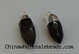 NGP6224 12*28mm - 15*30mm faceted bullet smoky quartz pendants