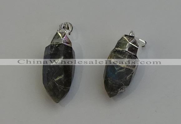 NGP6226 12*28mm - 15*30mm faceted bullet labradorite pendants