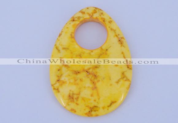 NGP623 5pcs 45*62mm flat teardrop yellow agate gemstone pendants