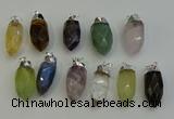 NGP6230 12*28mm - 15*30mm faceted bullet mixed gemstone pendants