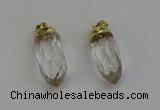 NGP6235 12*28mm - 15*30mm faceted bullet white crystal pendants