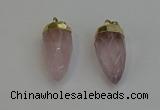 NGP6236 12*28mm - 15*30mm faceted bullet rose quartz pendants