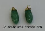 NGP6241 12*28mm - 15*30mm faceted bullet green aventurine pendants