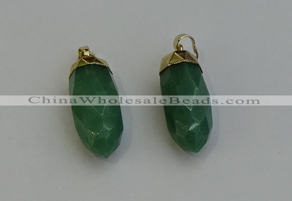 NGP6241 12*28mm - 15*30mm faceted bullet green aventurine pendants