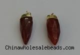 NGP6242 12*28mm - 15*30mm faceted bullet red rabbit hair pendants
