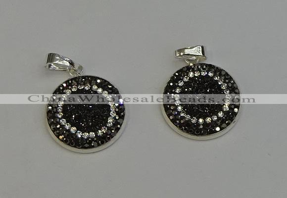 NGP6276 22mm flat round plated druzy agate pendants wholesale