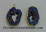 NGP6312 25*35mm - 30*45mm freeform plated druzy agate pendants